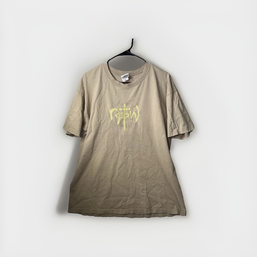 Vintage 90s NOTW Not of This World Jesus T-Shirt Mens XL Tan Beige Christian Y2K